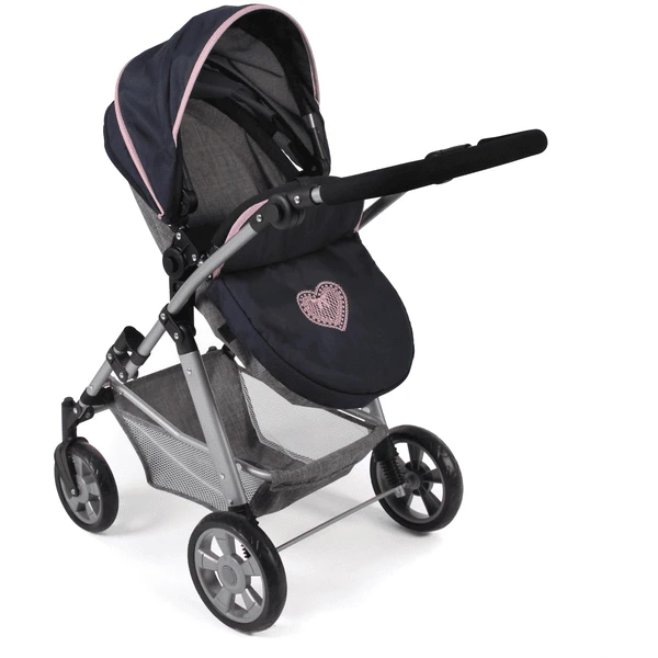 BAYER CHIC 2000 Kombi Poppenwagen NELE Gemêleerd Marine Grijs 4 BAYER CHIC 2000 Kombi Poppenwagen NELE Gemêleerd Marine Grijs - Afbeelding 4