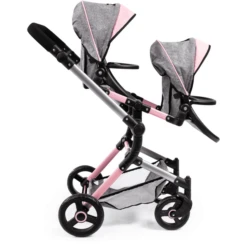 Bayer Design Twin Neo Poppenwagen Grijs/roze, Met Vlinder -Goedkope Babyproducten bayer design twin neo poppenwagen grijs roze met vlinder a313430 3