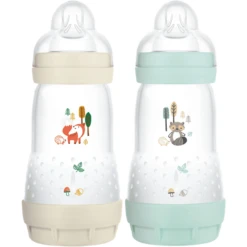 MAM Babyfles Easy Start Anti-koliek-Elementen 260 Ml 2 Stuks Vos/konijn In Beige/mint