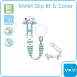 MAM Fopspeenriem Clip It! En Hoes, Wasbeerblauw -Goedkope Babyproducten mam fopspeenriem clip it en hoes wasbeerblauw a326501 2